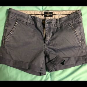 Blue khaki midi shorts